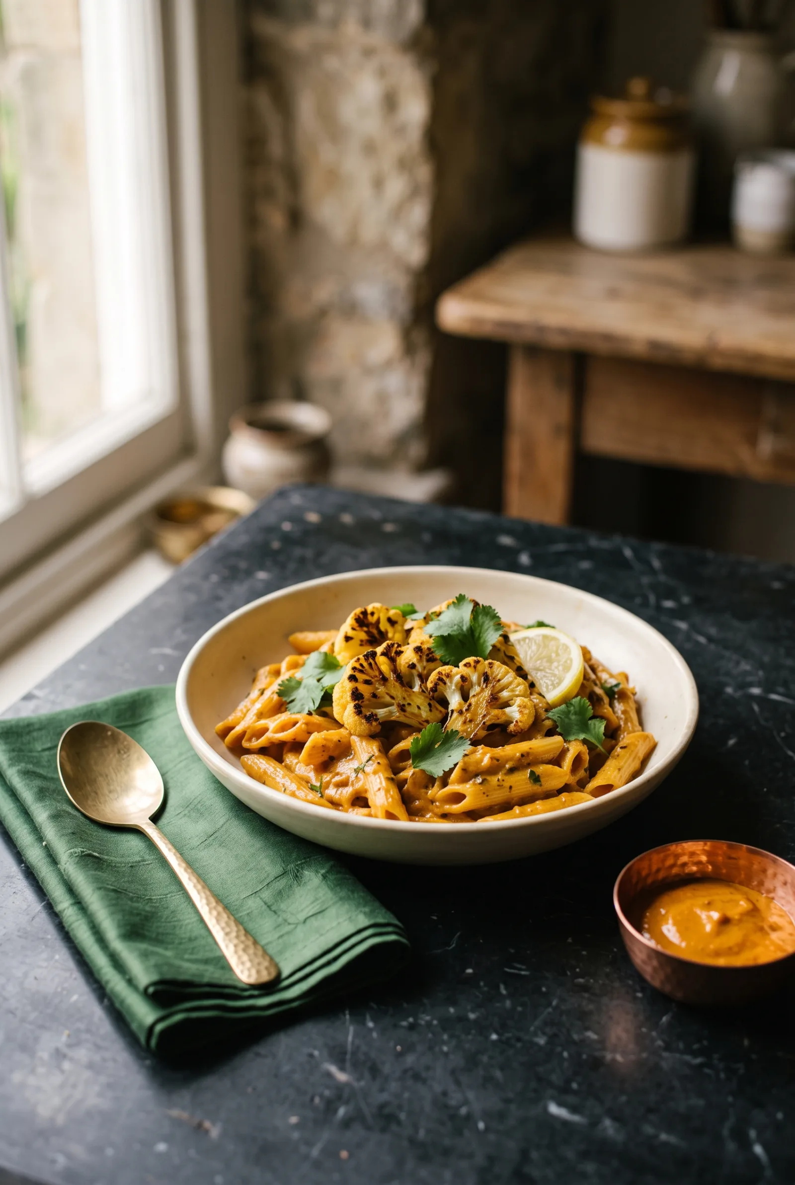 Roasted Cauliflower Tikka Pasta