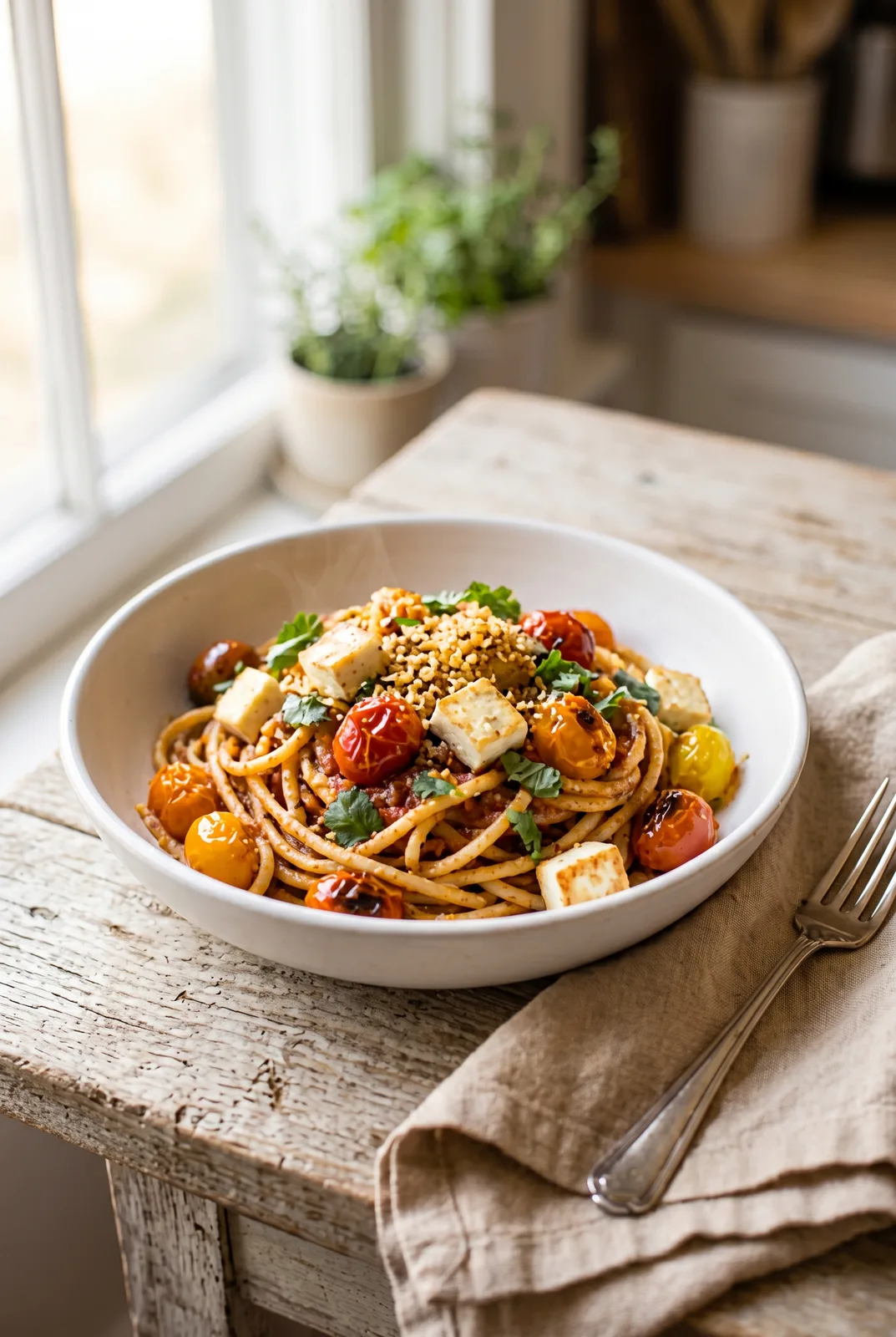 Roasted Cherry Tomato Paneer Pasta (Summer Burrata-Inspired)