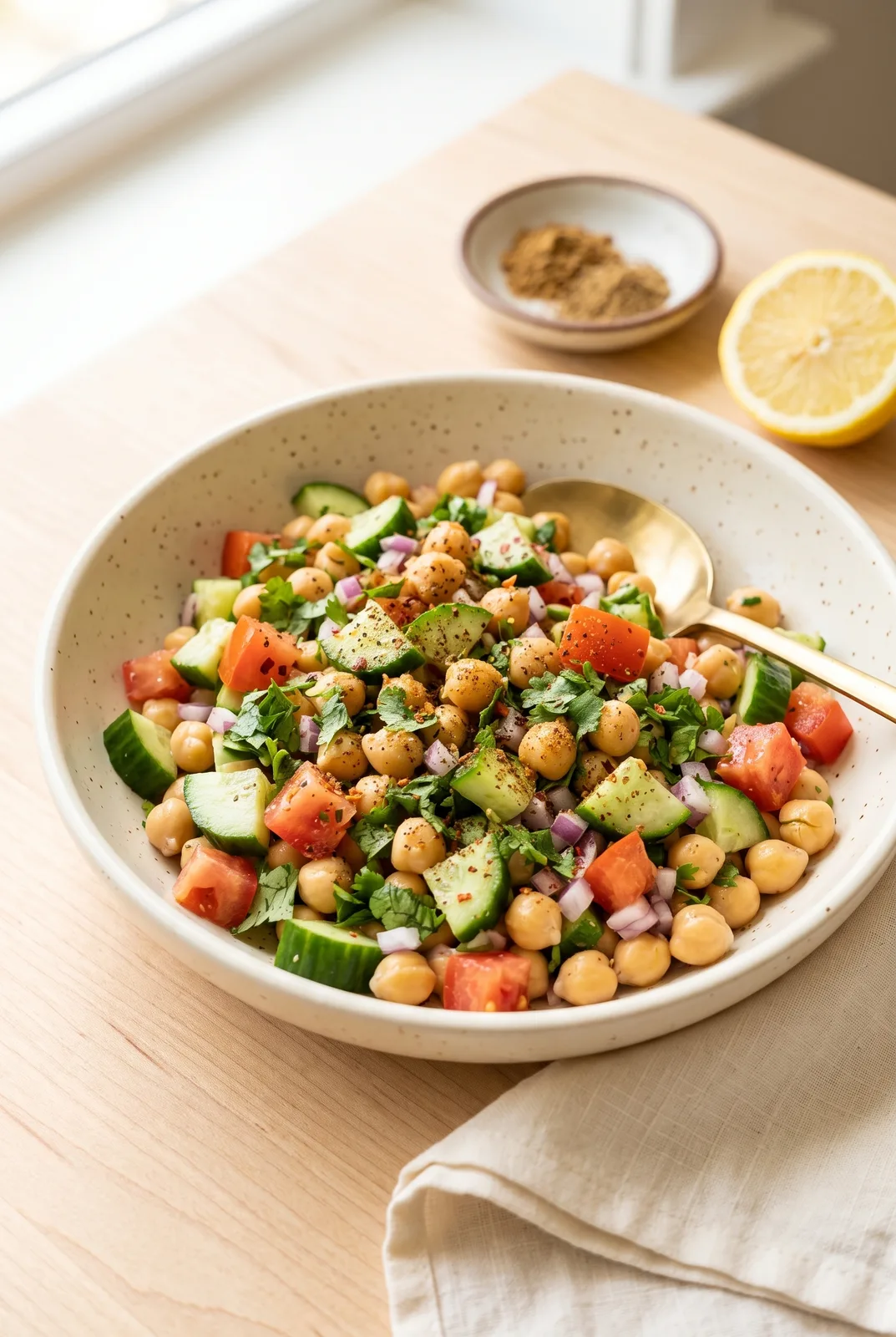 Easy Indian Chickpea Salad (15-Minute High-Protein Lunch)