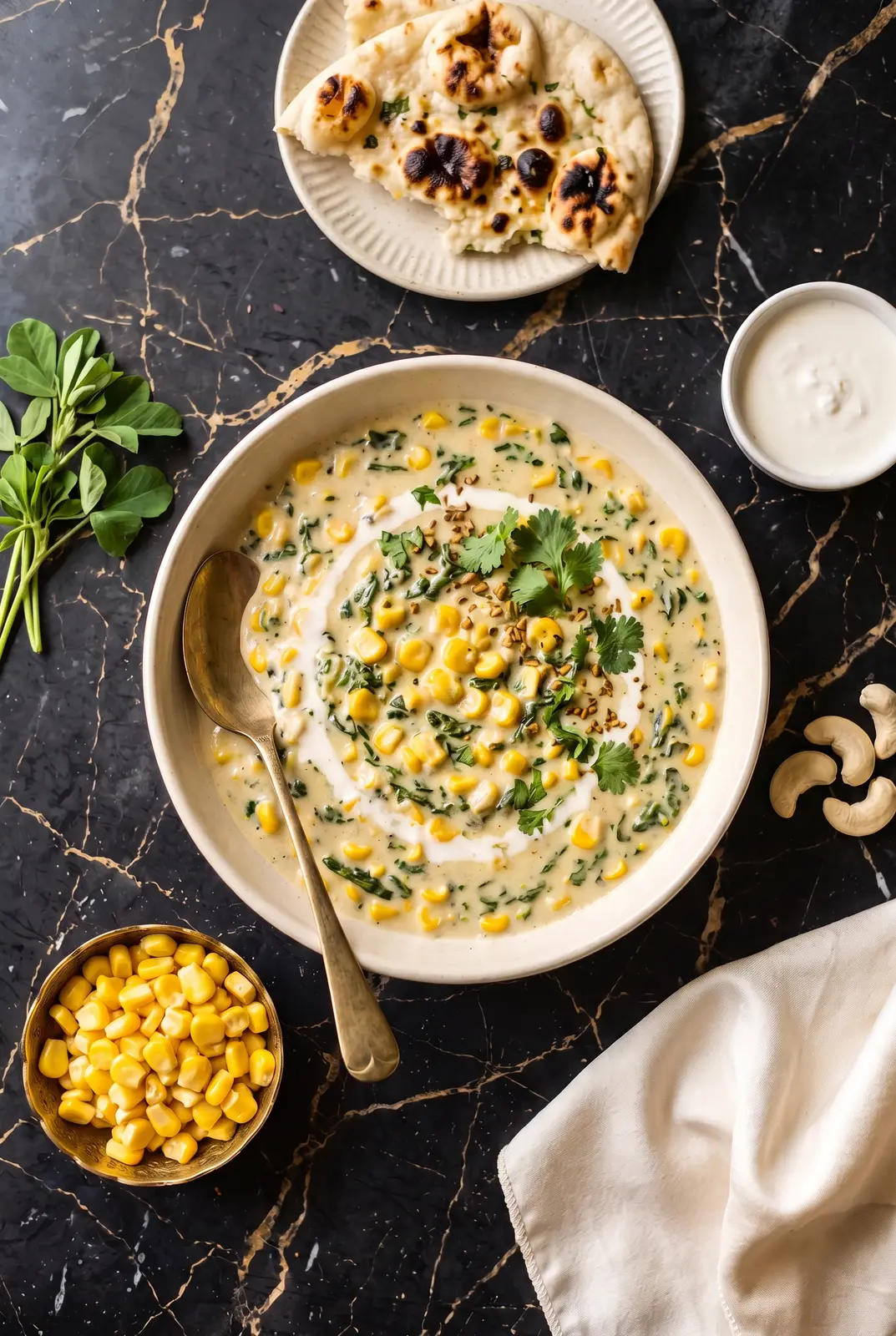 Corn Methi Malai (Creamy Fenugreek Corn Curry)