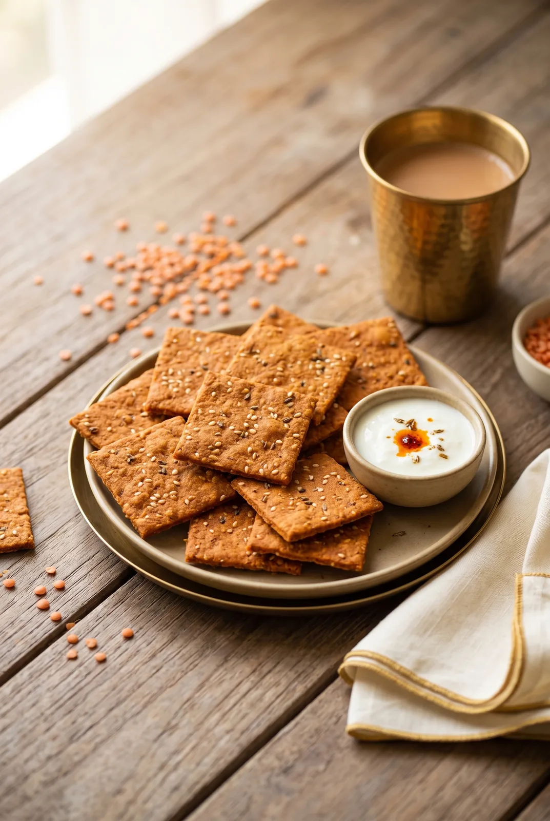 Easy Lentil Crackers (Crispy Masoor Dal Snack)