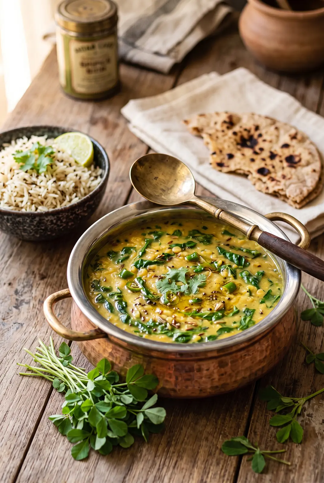 Methi Dal (Fresh Fenugreek Lentil Curry)