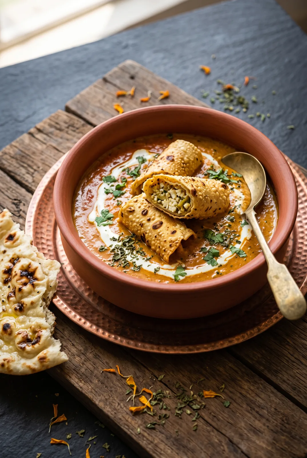 Paneer Patiyala (Restaurant Style Papad Paneer Rolls)