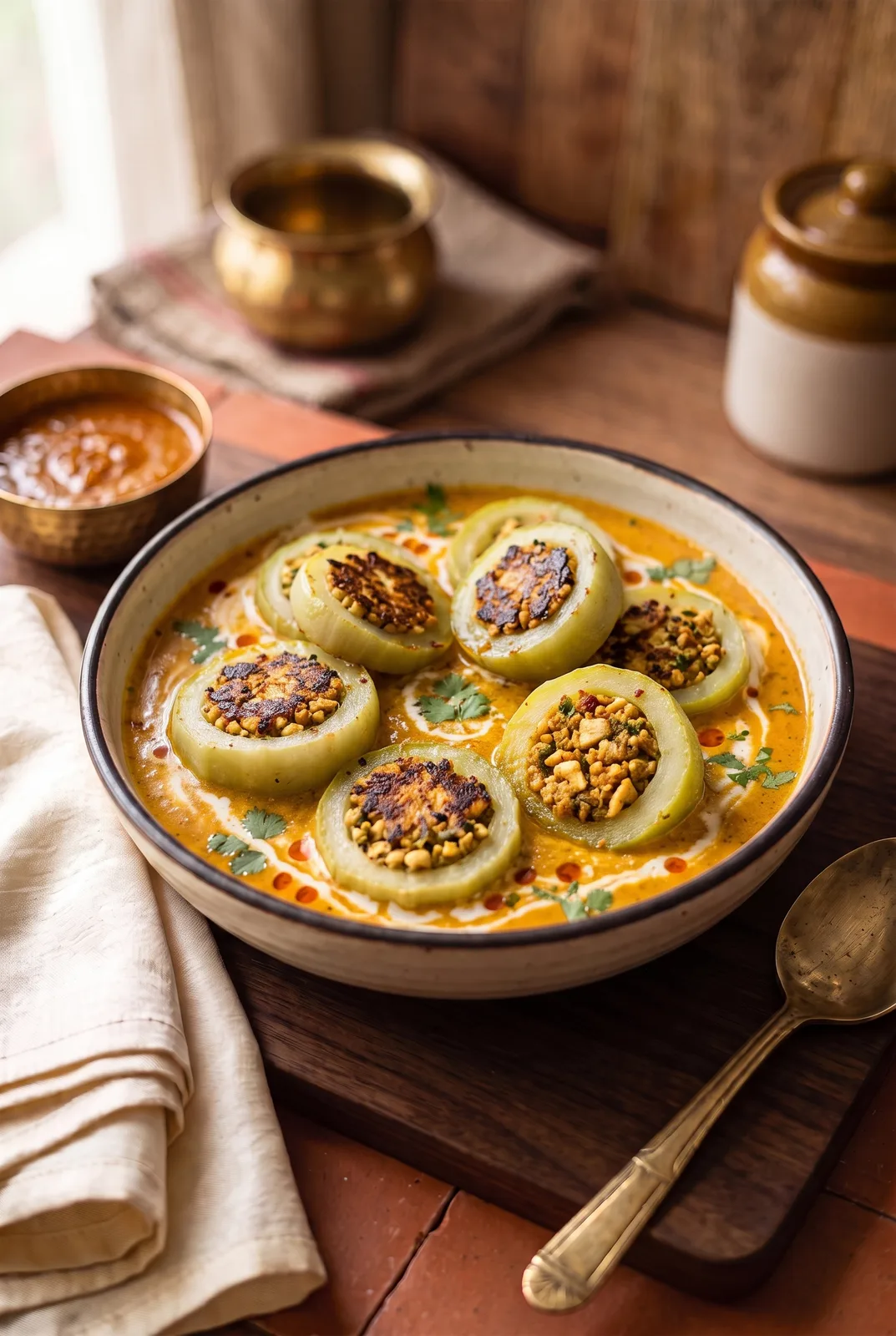 Stuffed Lauki Masala (Paneer Bharwa Lauki)