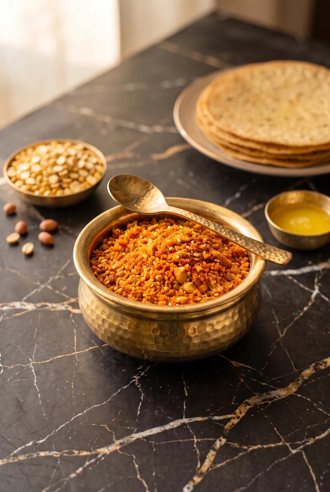 Sing Daliya Chutney Recipe (Shing Daria / Dry Peanut Chutney)